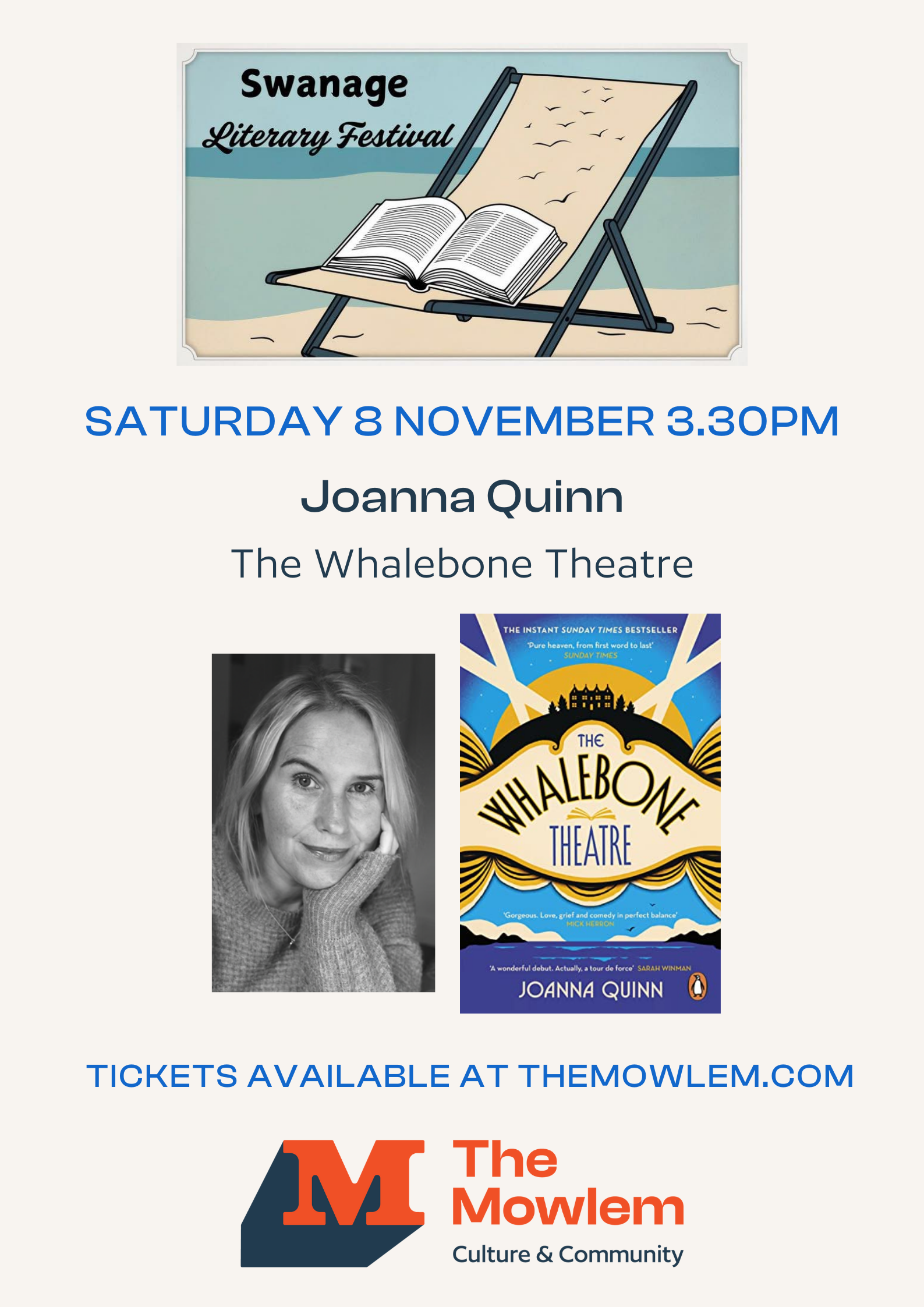 Swanage Literary Festival Joanna Quinn The Whalebone Theatre